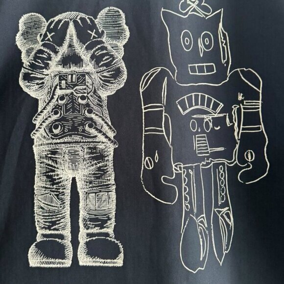 Uniqlo Kaws Andy Warhol Unisex UT Coach Jacket Lined Button Up Navy Blue XL - Picture 3 of 10